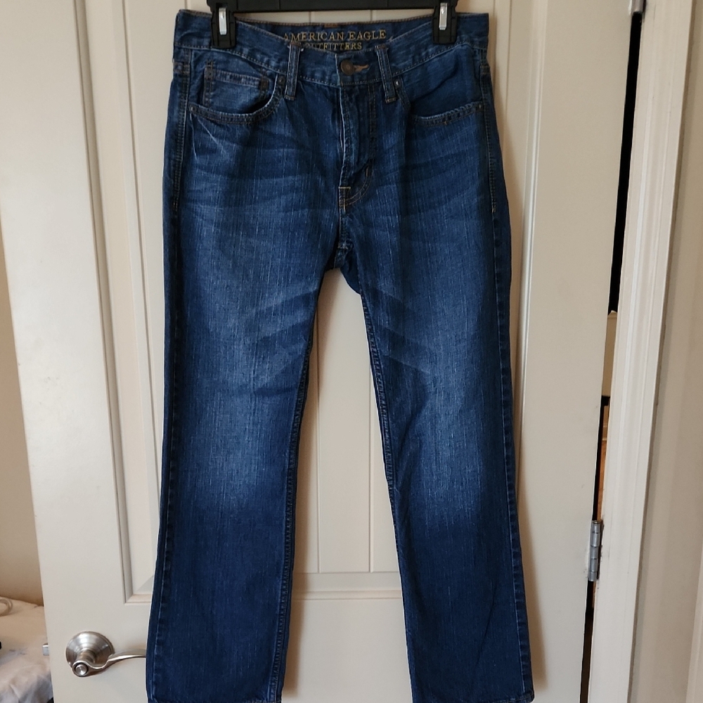 American Eagle Outfitters Men's Dark Blue Straight Jeans